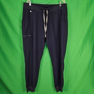 Figs Women's Black Jogger Scrub Pants with Cream Drawstring